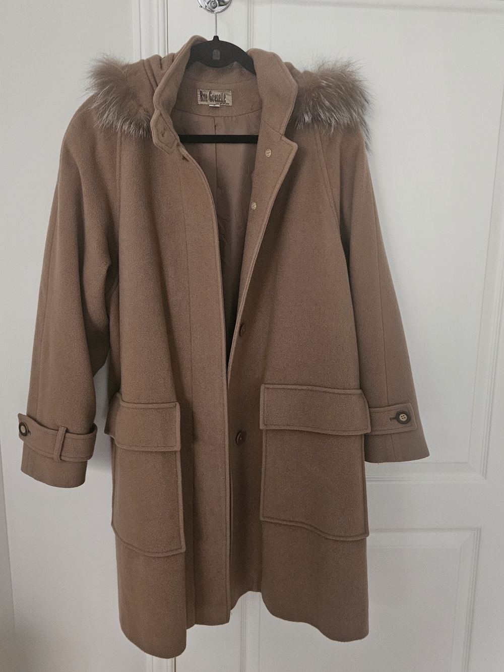 Rue Grenelle Wool Hooded Coat - Tan Size 9